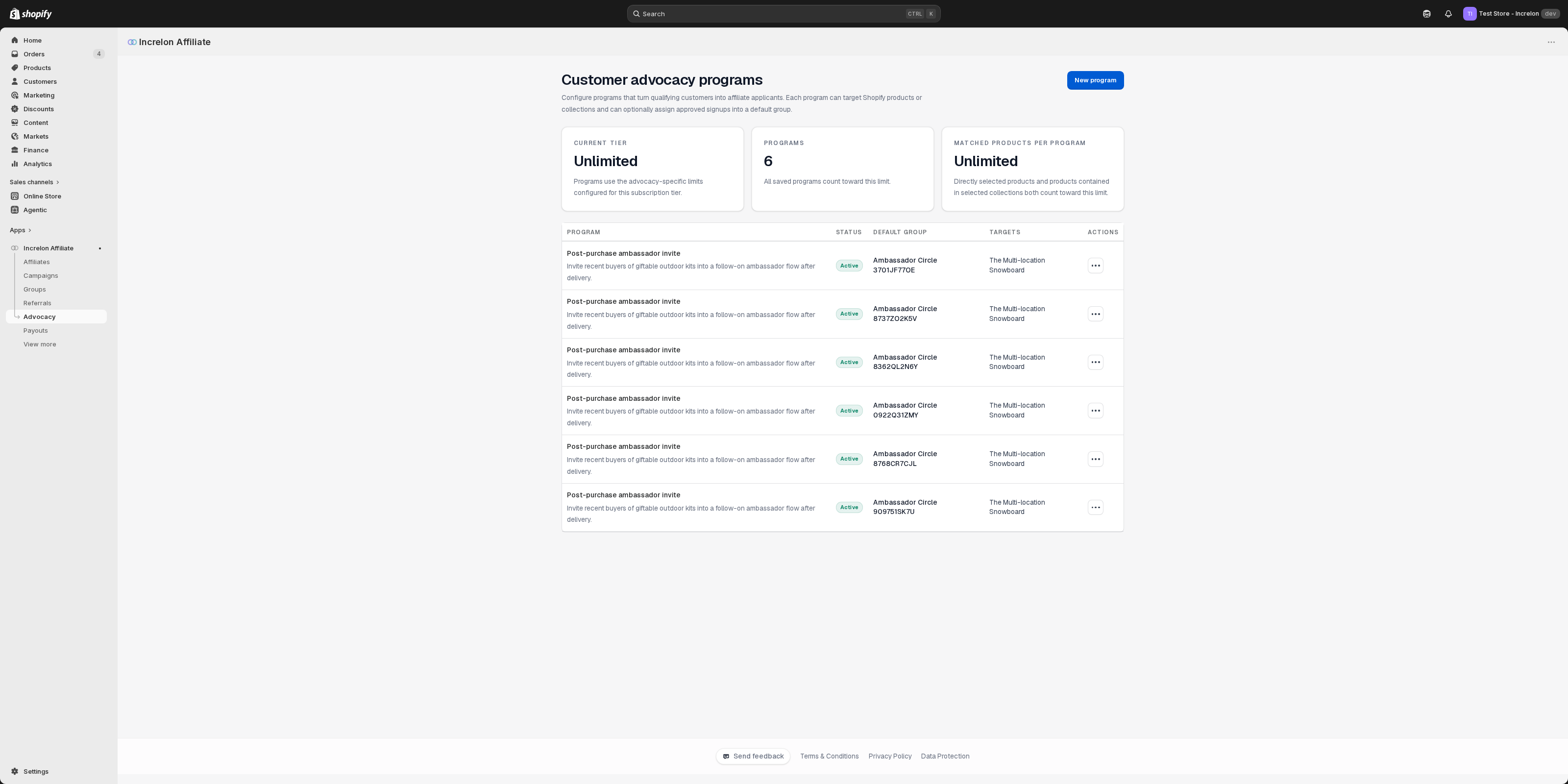 Customer advocacy programs configuration